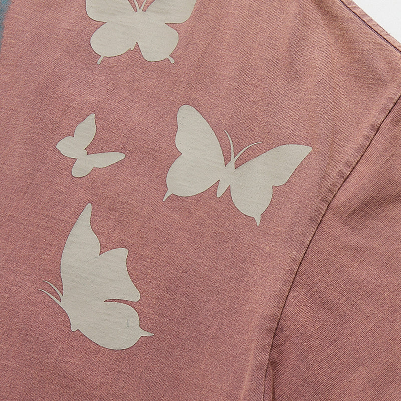 Butterfly Print Y2K Cotton T Shirts