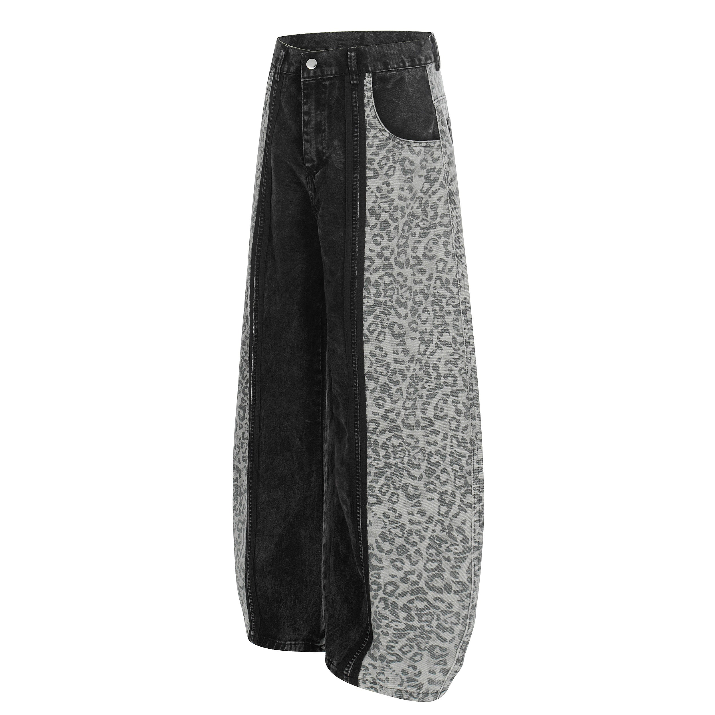 CapCabin Leopard Panel Denim Pants