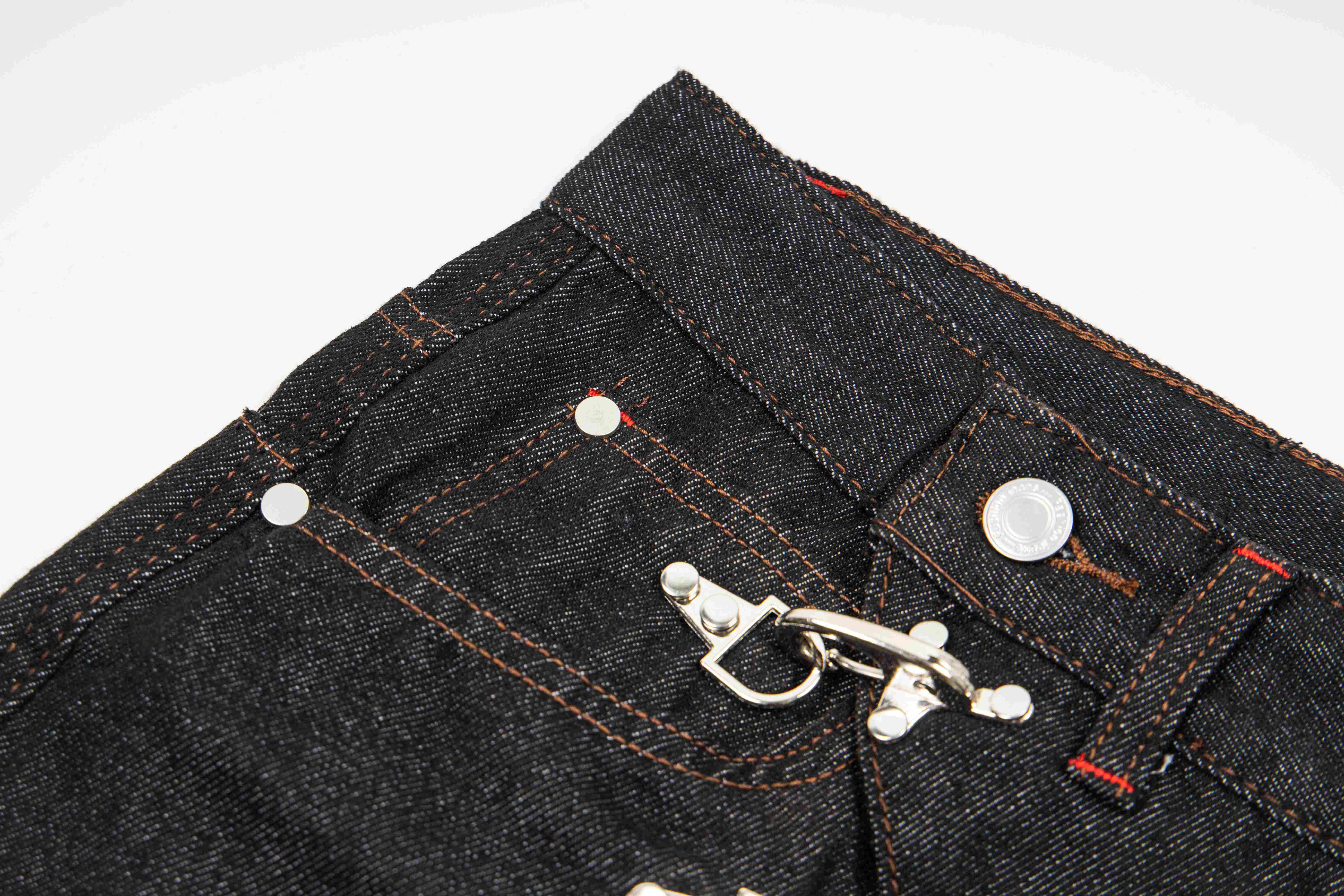 CapCabin Hook Closure Wide-Leg Denim Pants