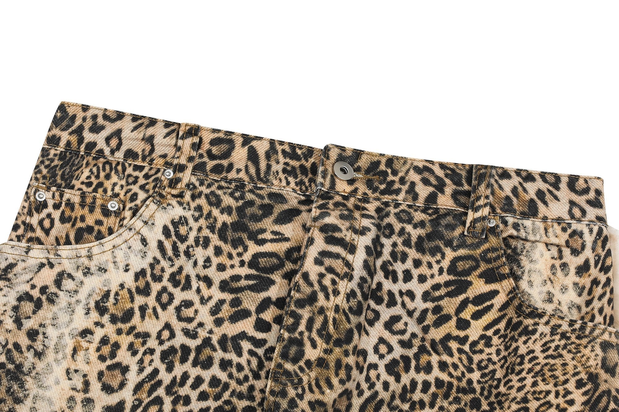CapCabin “Leopard Fur-Trim Wide-Leg Jeans”
