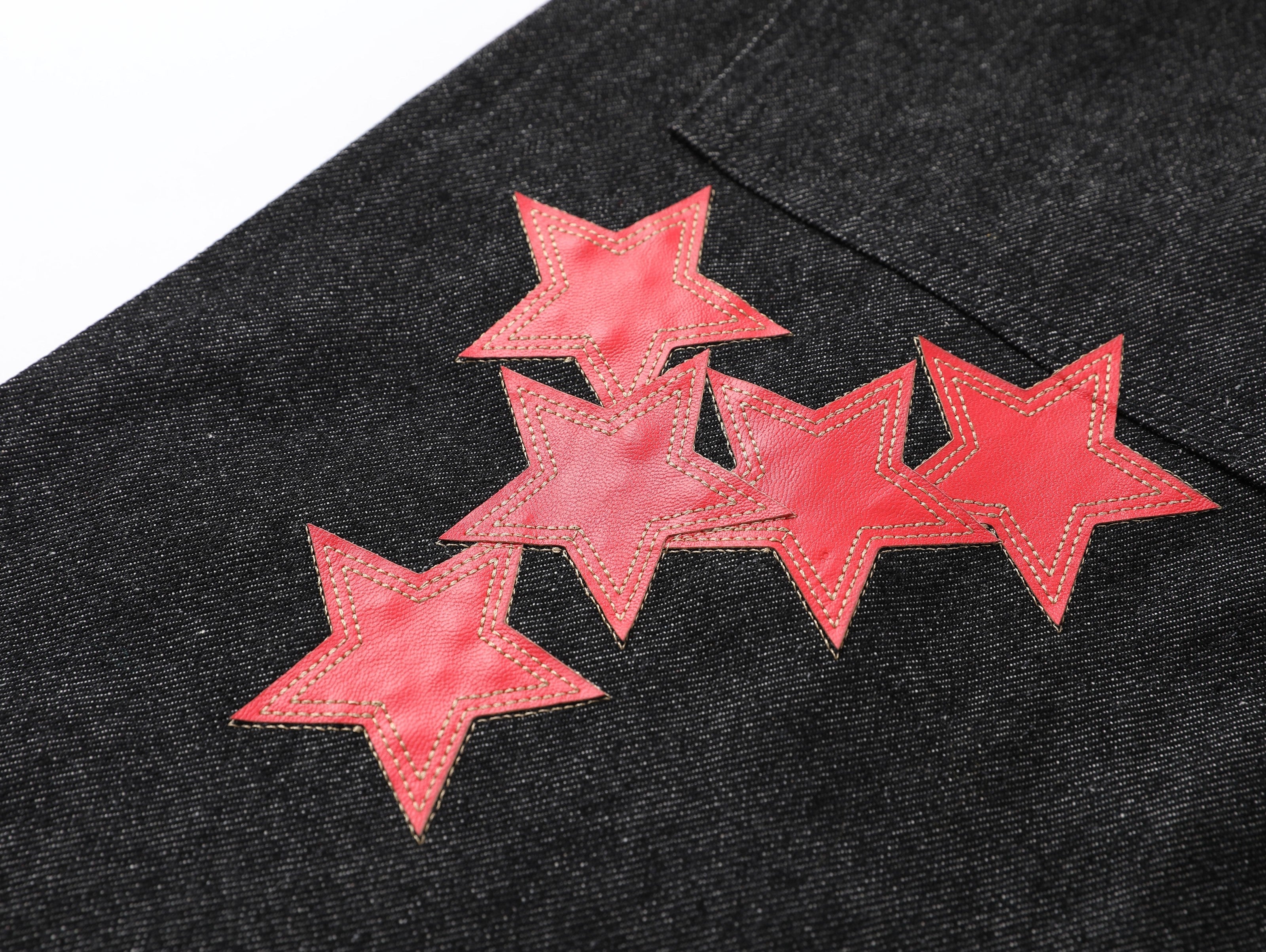CapCabin Star-Graphic Wide-Leg Denim Pants