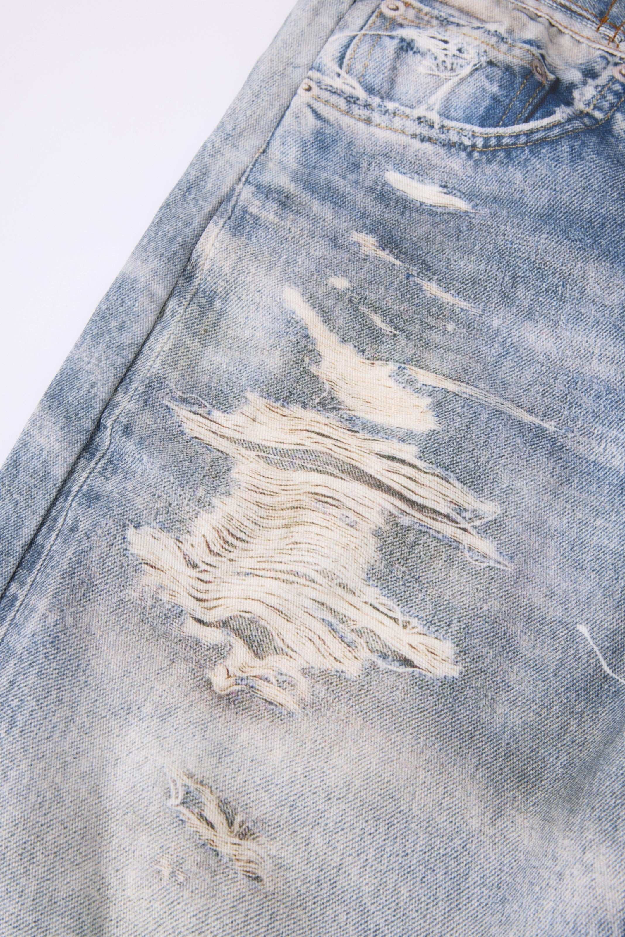 CapCabin Layered Waist Distressed Jeans