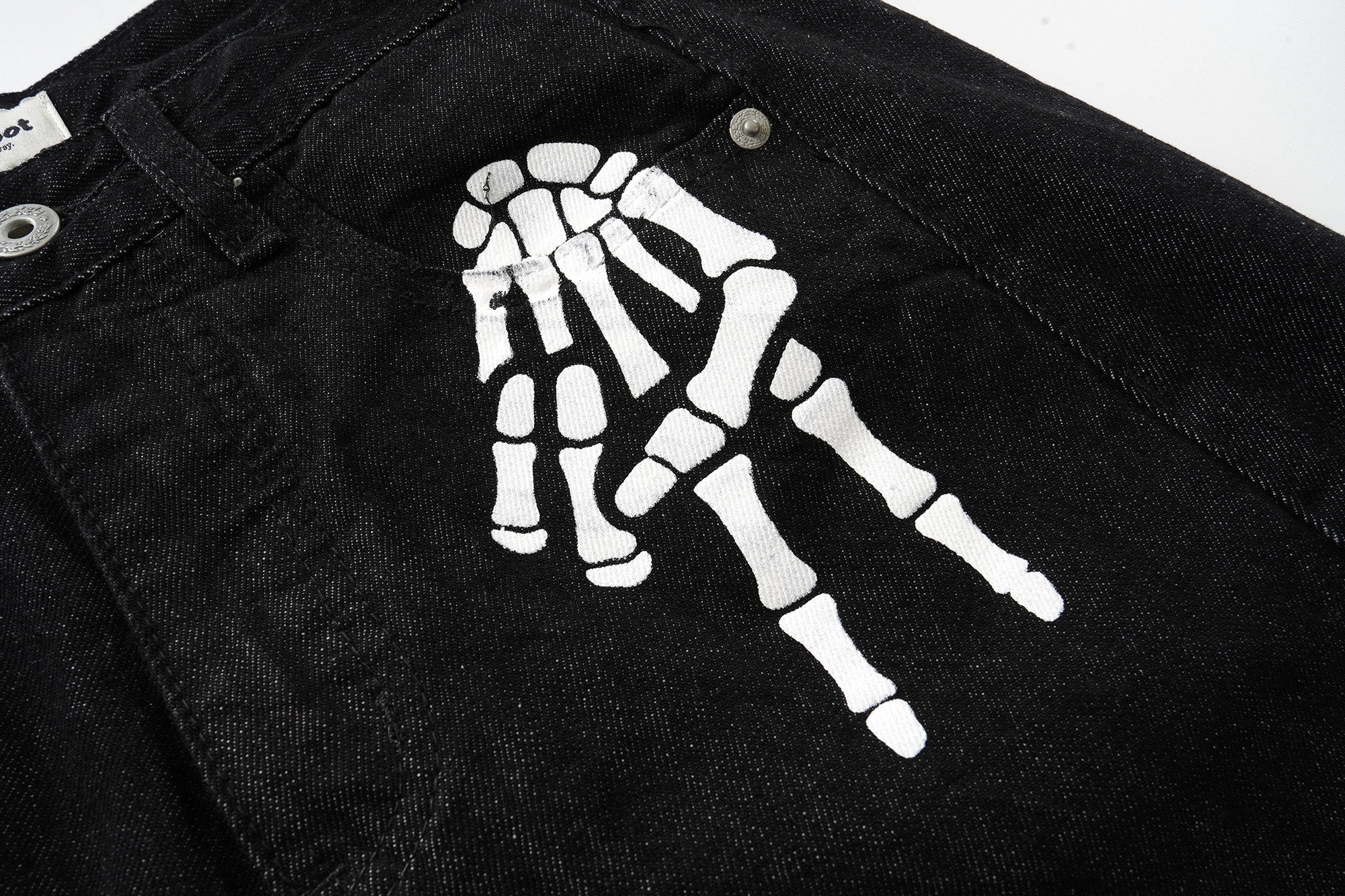CapCabin Skeleton Graphic Wide-Leg Denim Pants