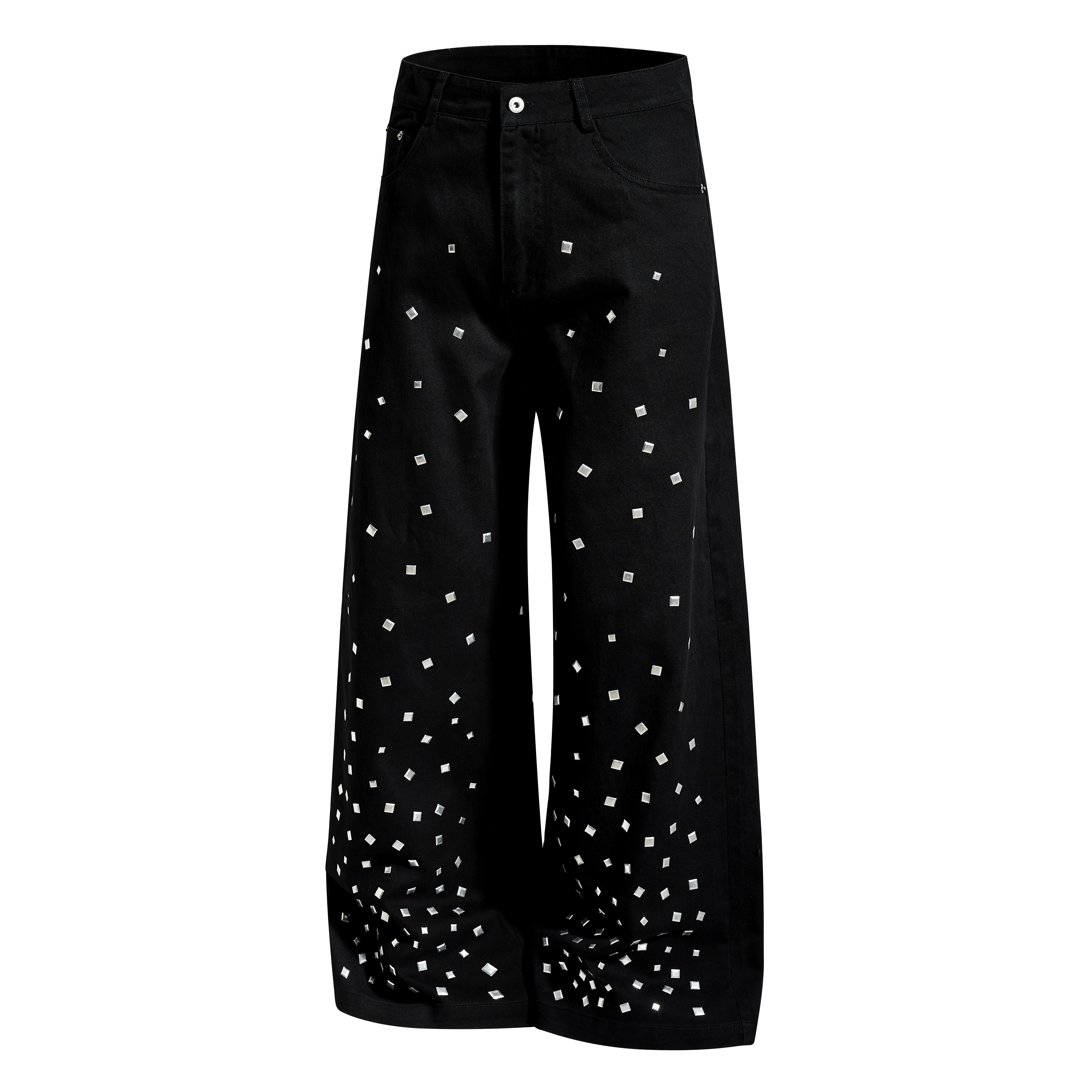 CapCabin Stud Detail Wide-Leg Pants