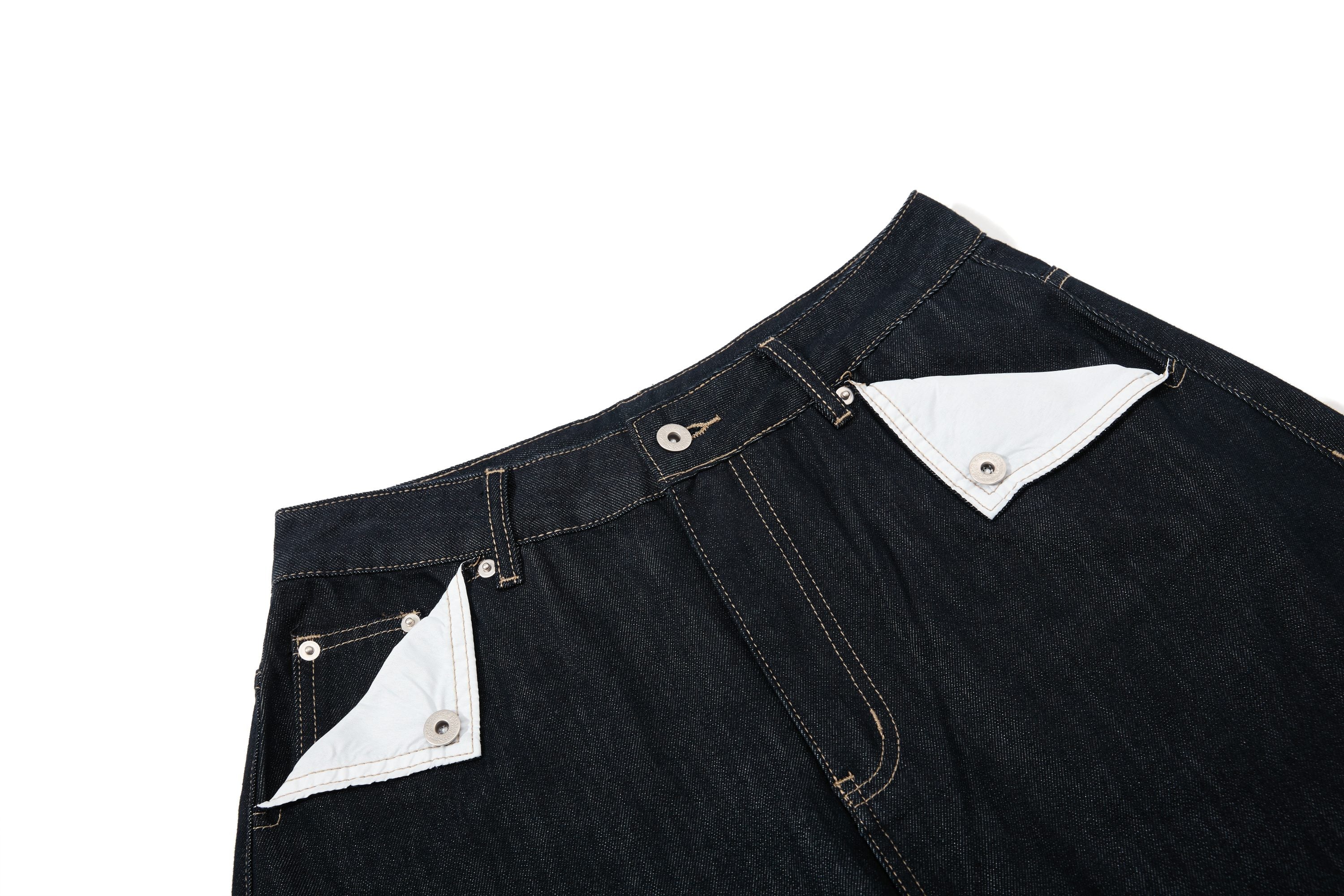 CapCabin Buckle Detail Wide-Leg Denim Pants
