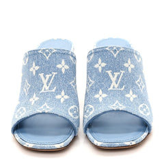 Denim Monogram Silhouette Mules 37 Blue