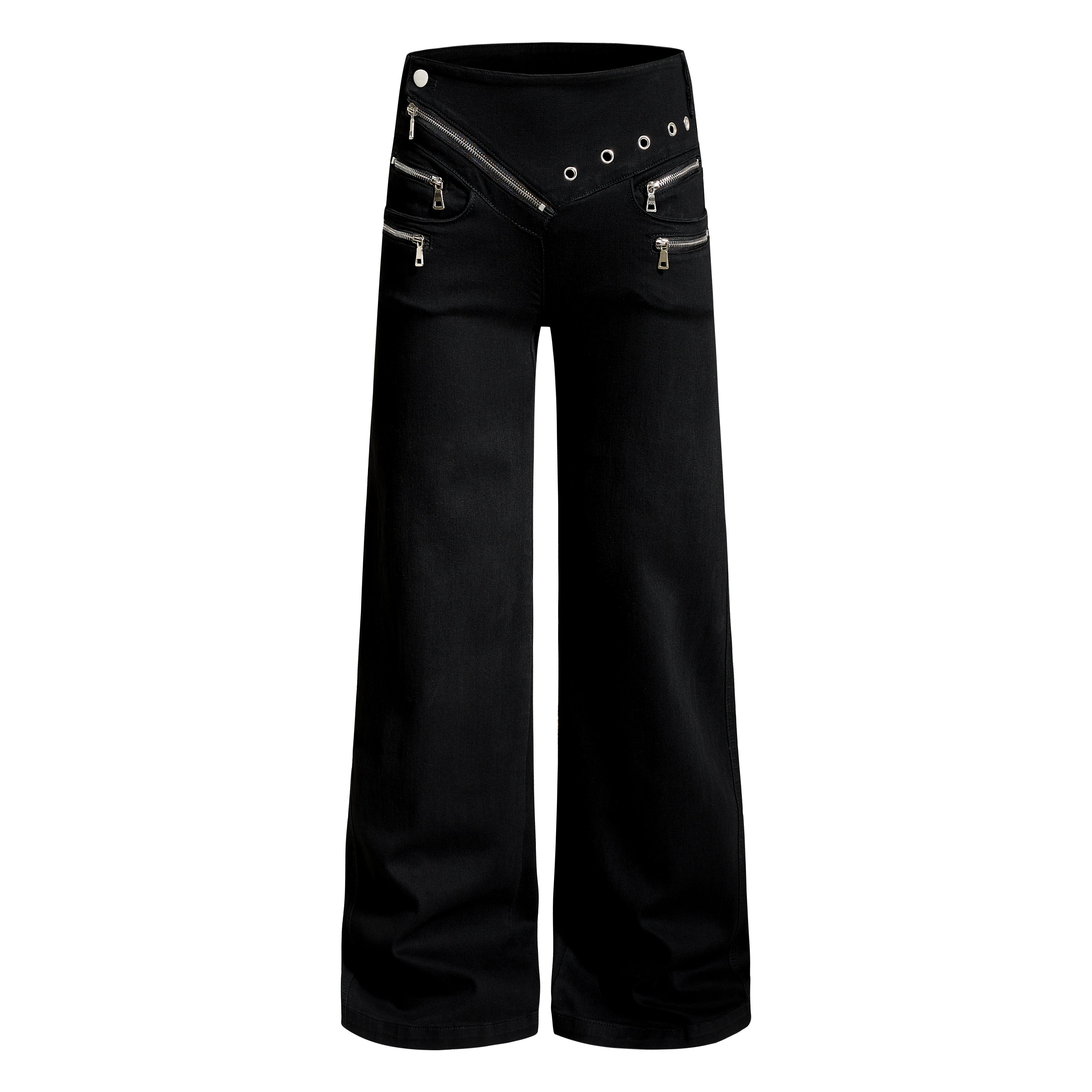 CapCabin Zipper Detail Flared Pants