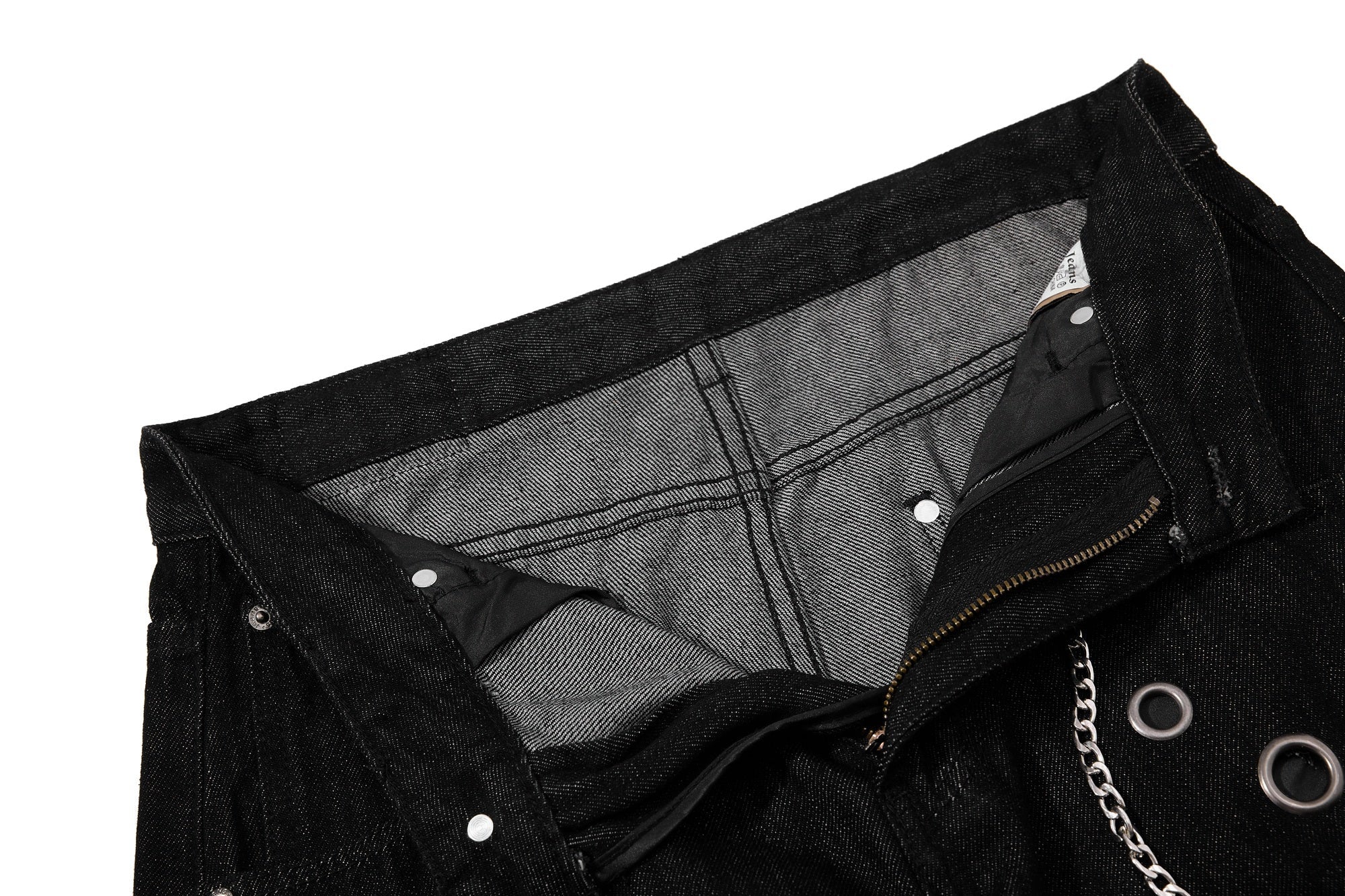 CapCabin Rivet Chain Wide-Leg Denim Pants
