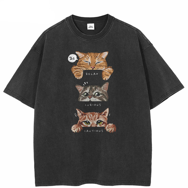 Cartoon Cat Graphic T Shirts Y2K