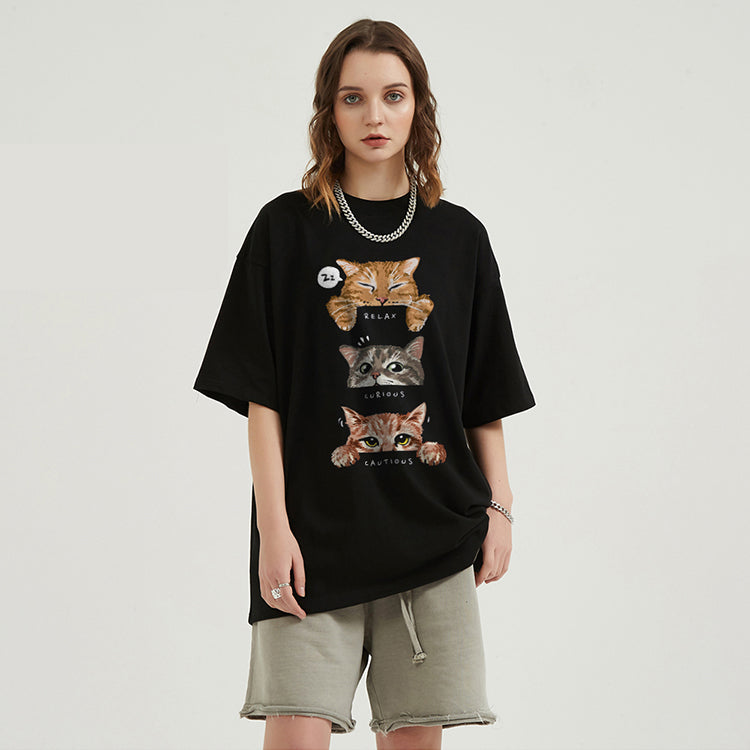 Cartoon Cat Graphic T Shirts Y2K