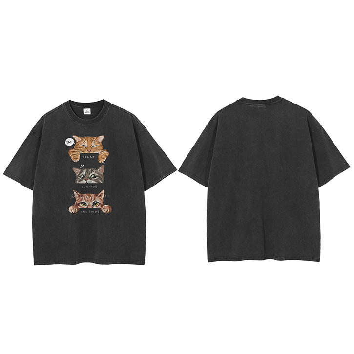 Cartoon Cat Graphic T Shirts Y2K