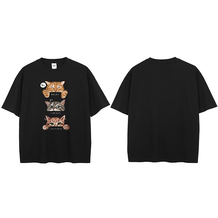 Cartoon Cat Graphic T Shirts Y2K