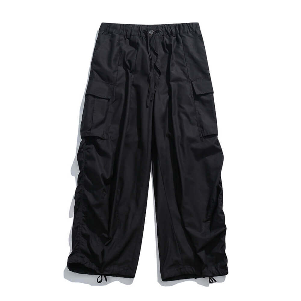 Casual Multi-Pocket Loose Wide-Leg Drawstring Overalls