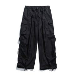 Casual Multi-Pocket Loose Wide-Leg Drawstring Overalls