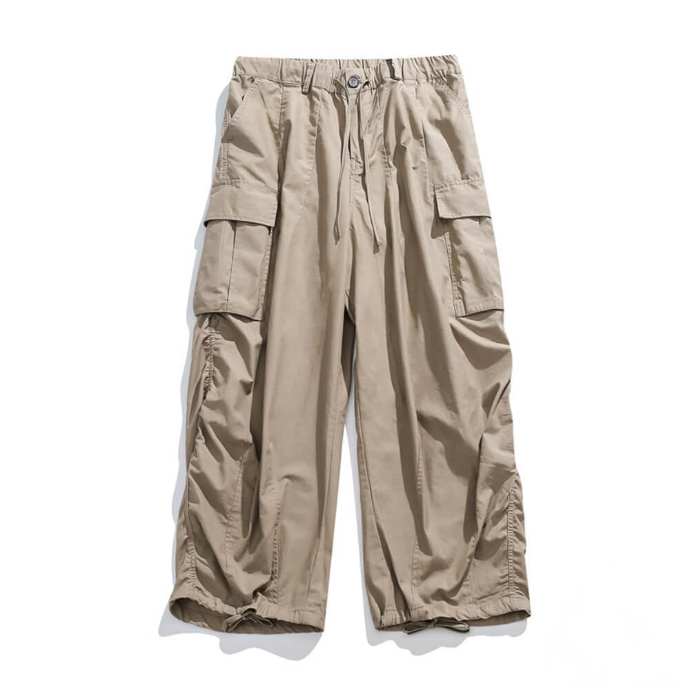 Casual Multi-Pocket Loose Wide-Leg Drawstring Overalls
