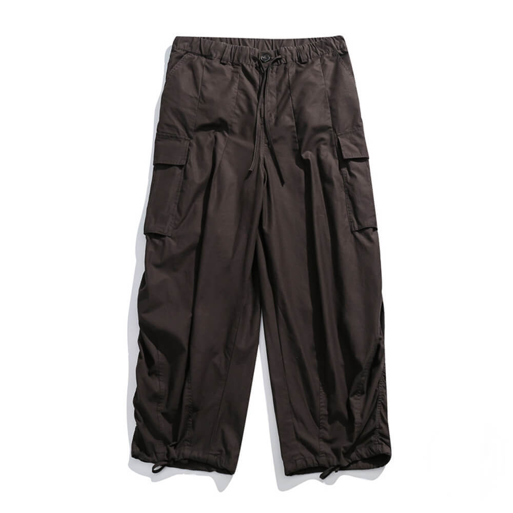 Casual Multi-Pocket Loose Wide-Leg Drawstring Overalls