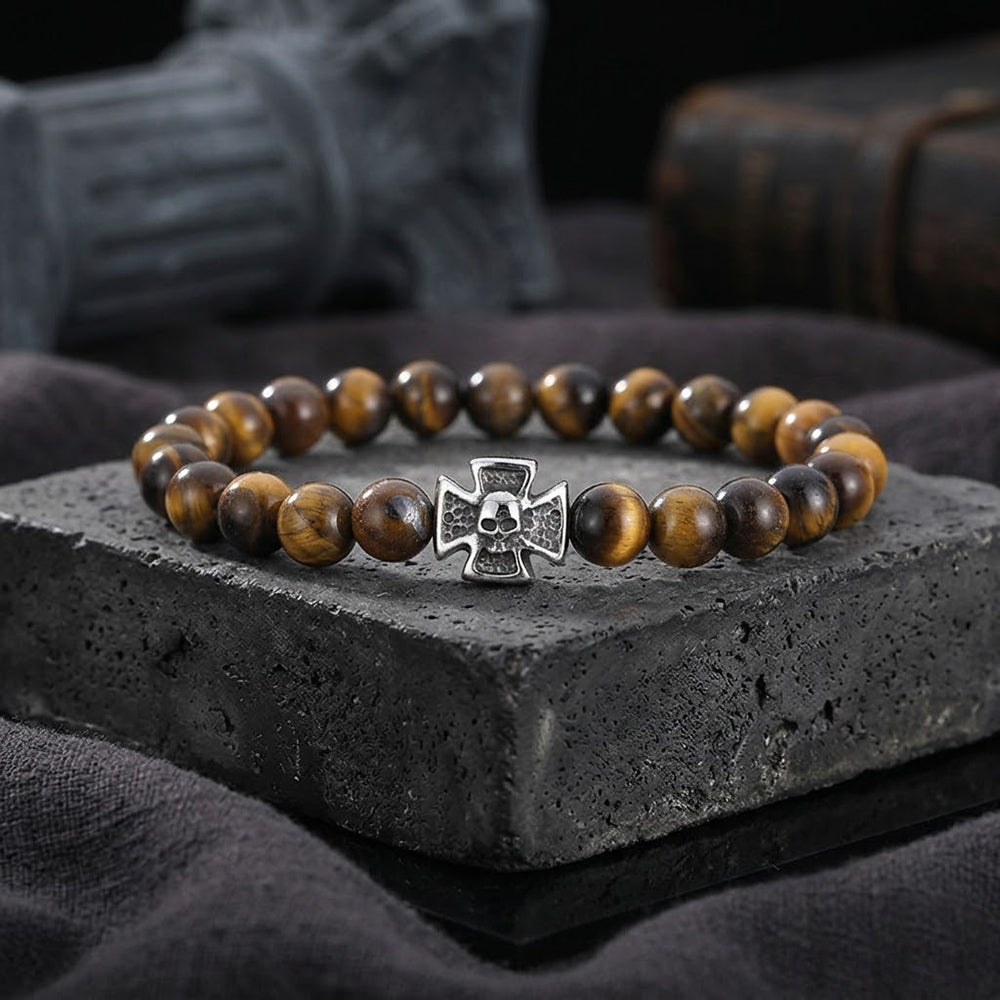 Cross Skull Turquoise Stainless Steel Bracelet