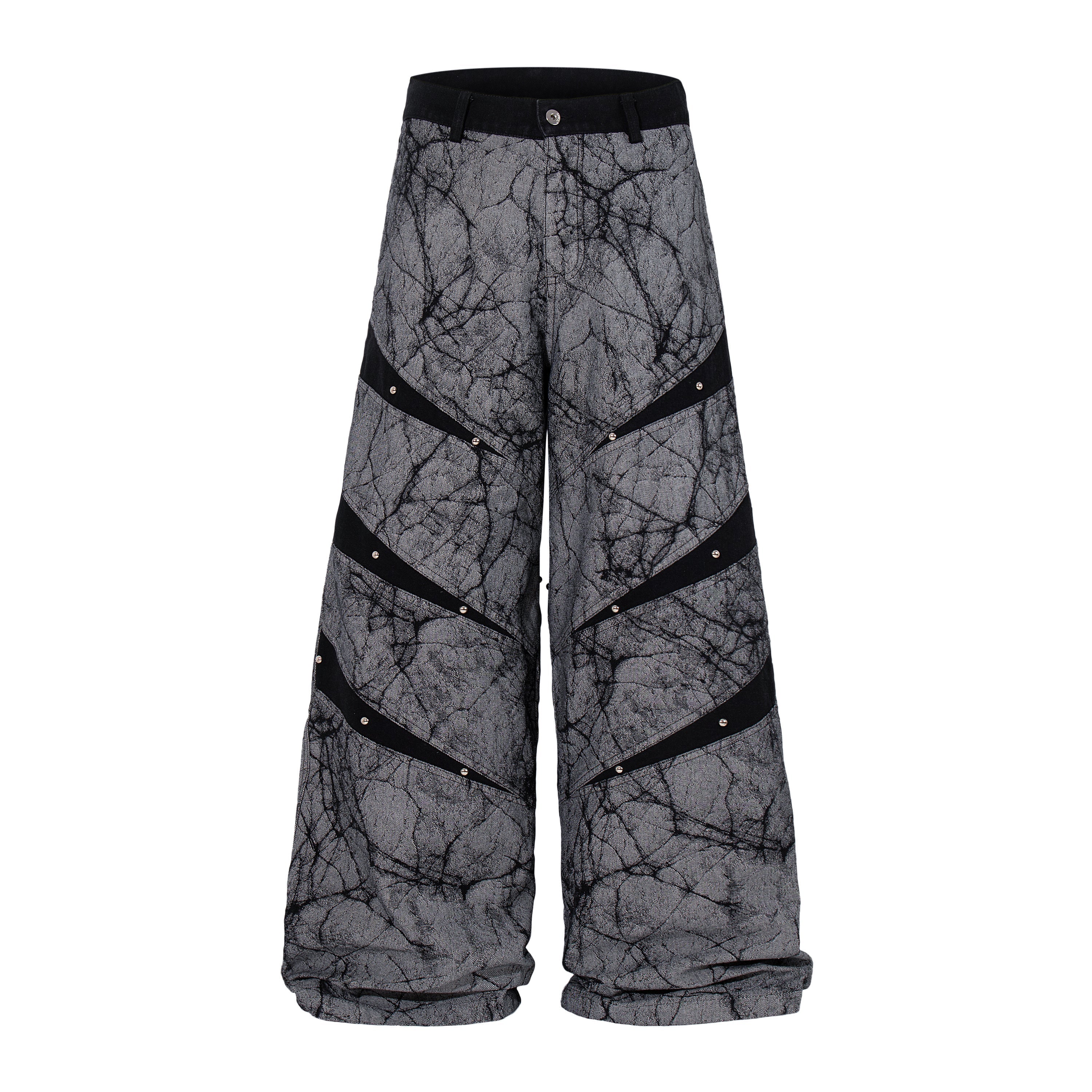 CapCabin Graphic Panel Wide Leg Denim Pants
