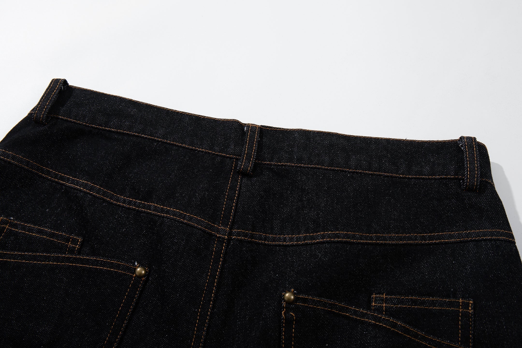 CapCabin Curved Panel Wide Leg Denim Pants