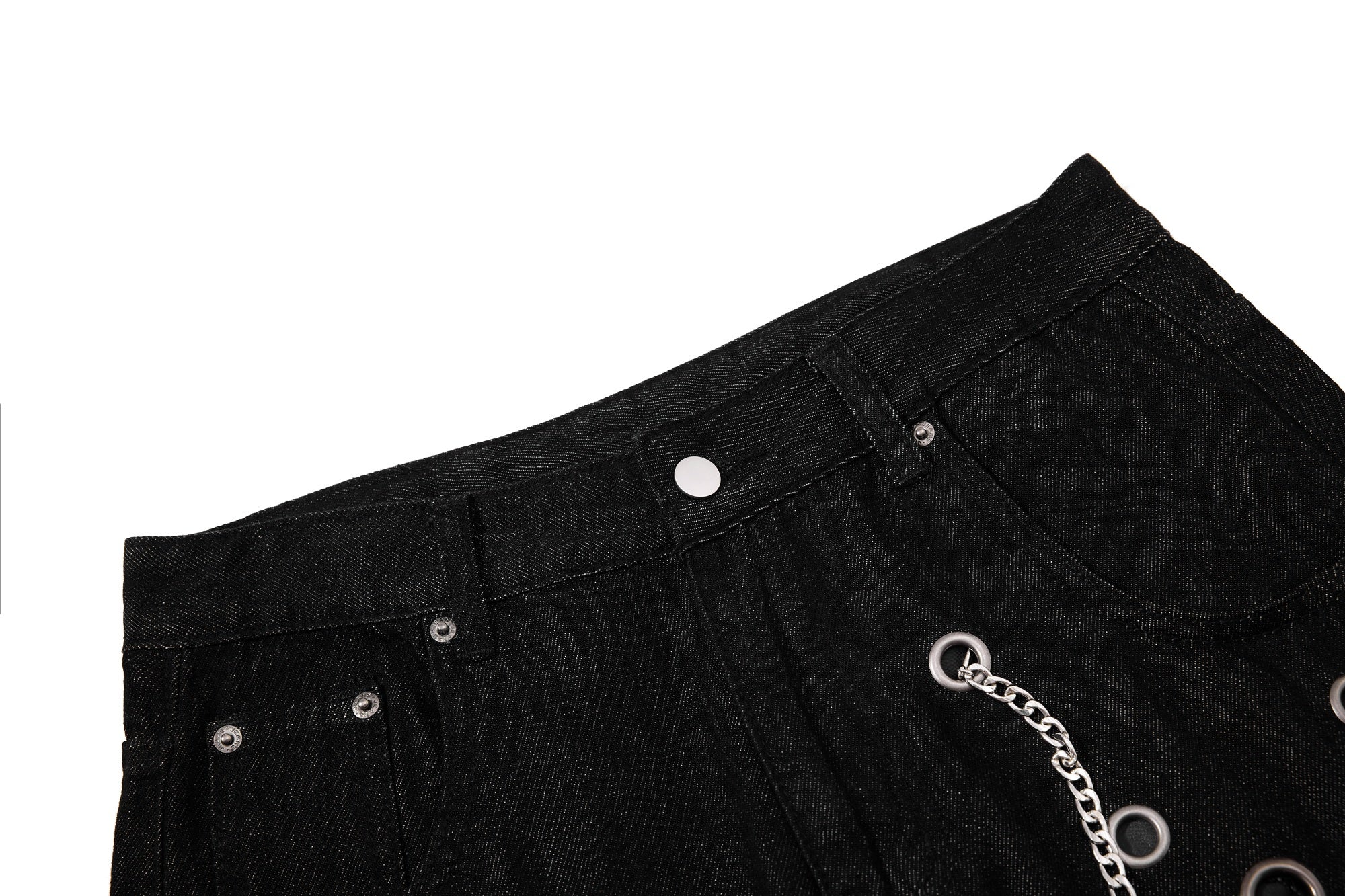 CapCabin Rivet Chain Wide-Leg Denim Pants