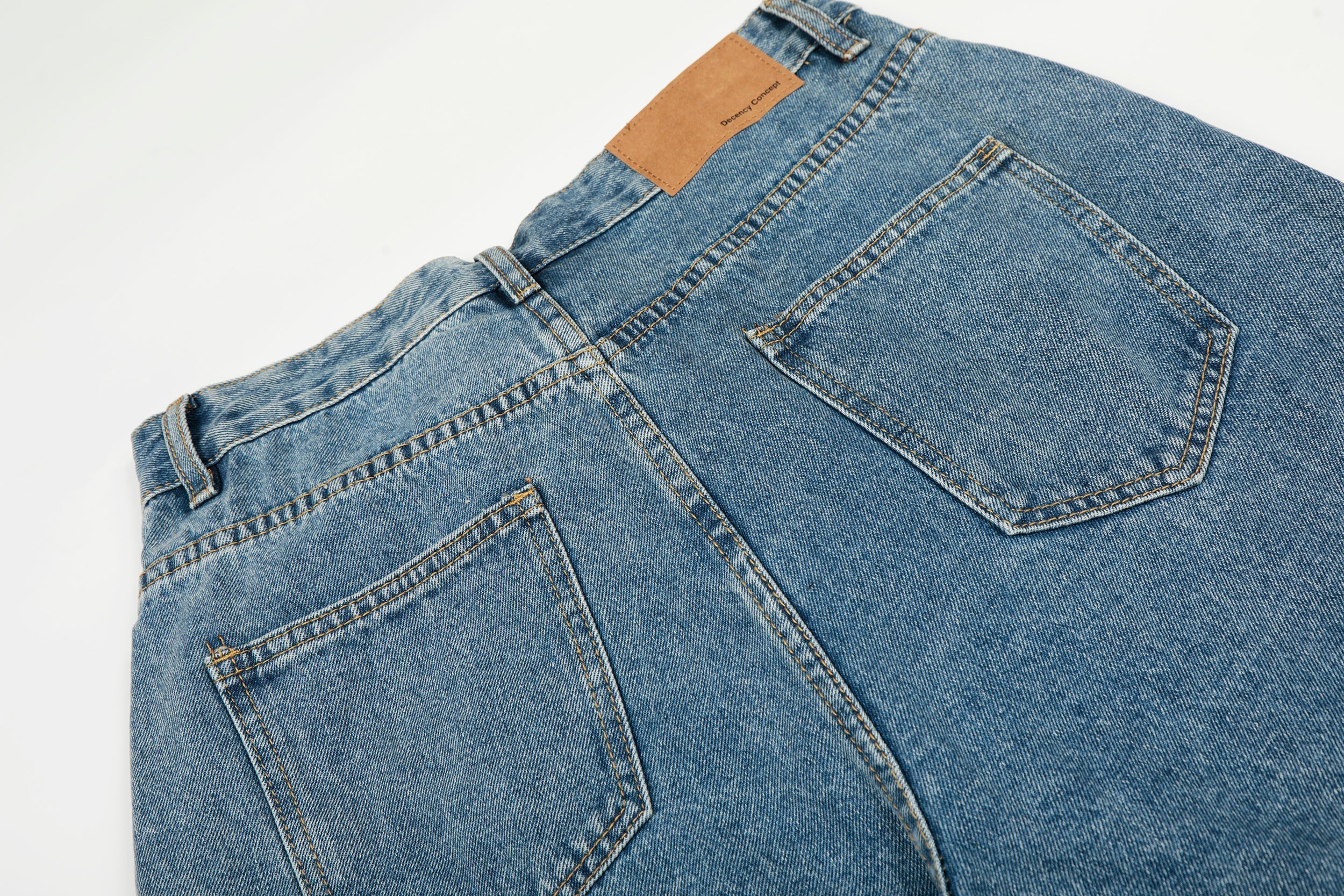 CapCabin Asymmetric Waist Wide-Leg Denim Pants