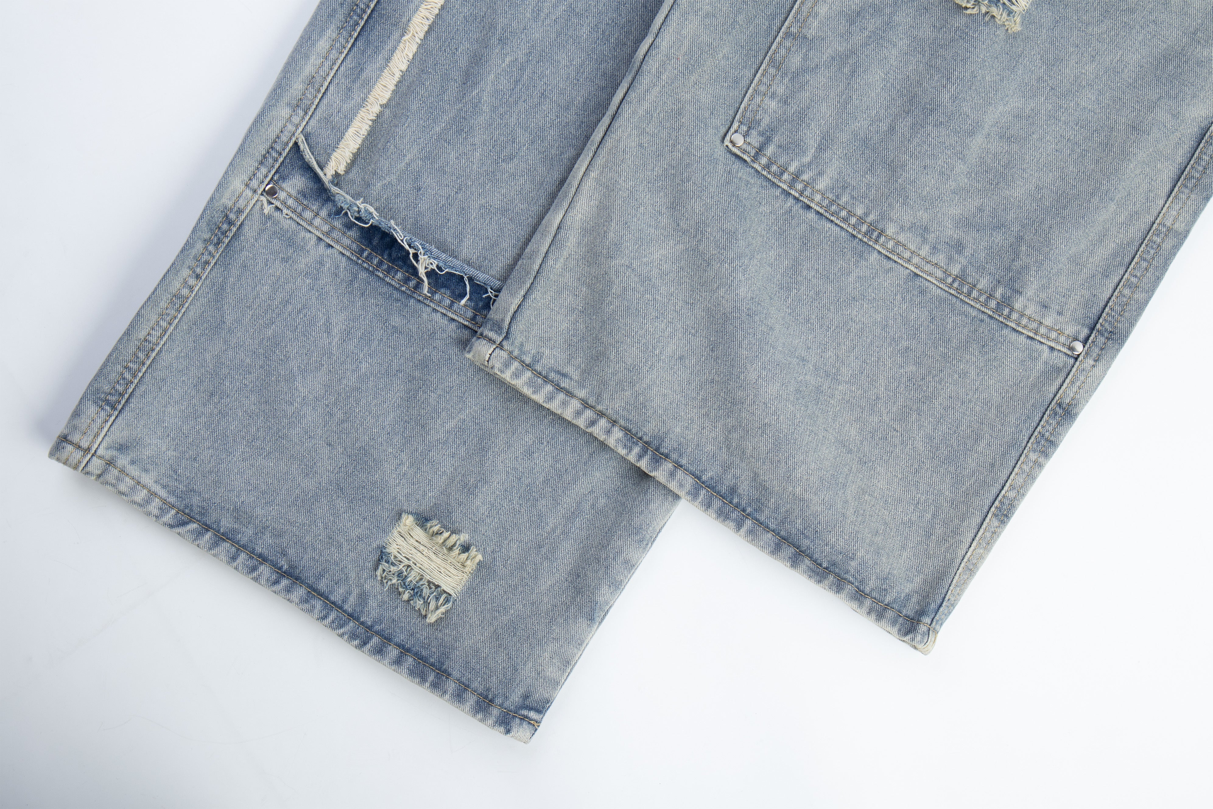 CapCabin Distressed Panel Denim Pants