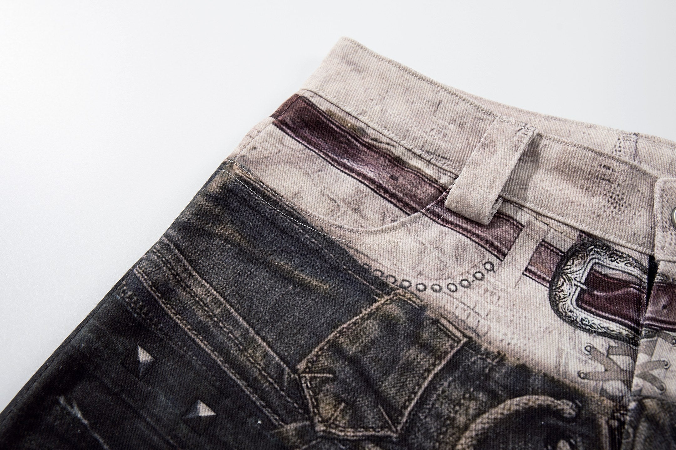 CapCabin “Layered Distress Patch Denim Pants”
