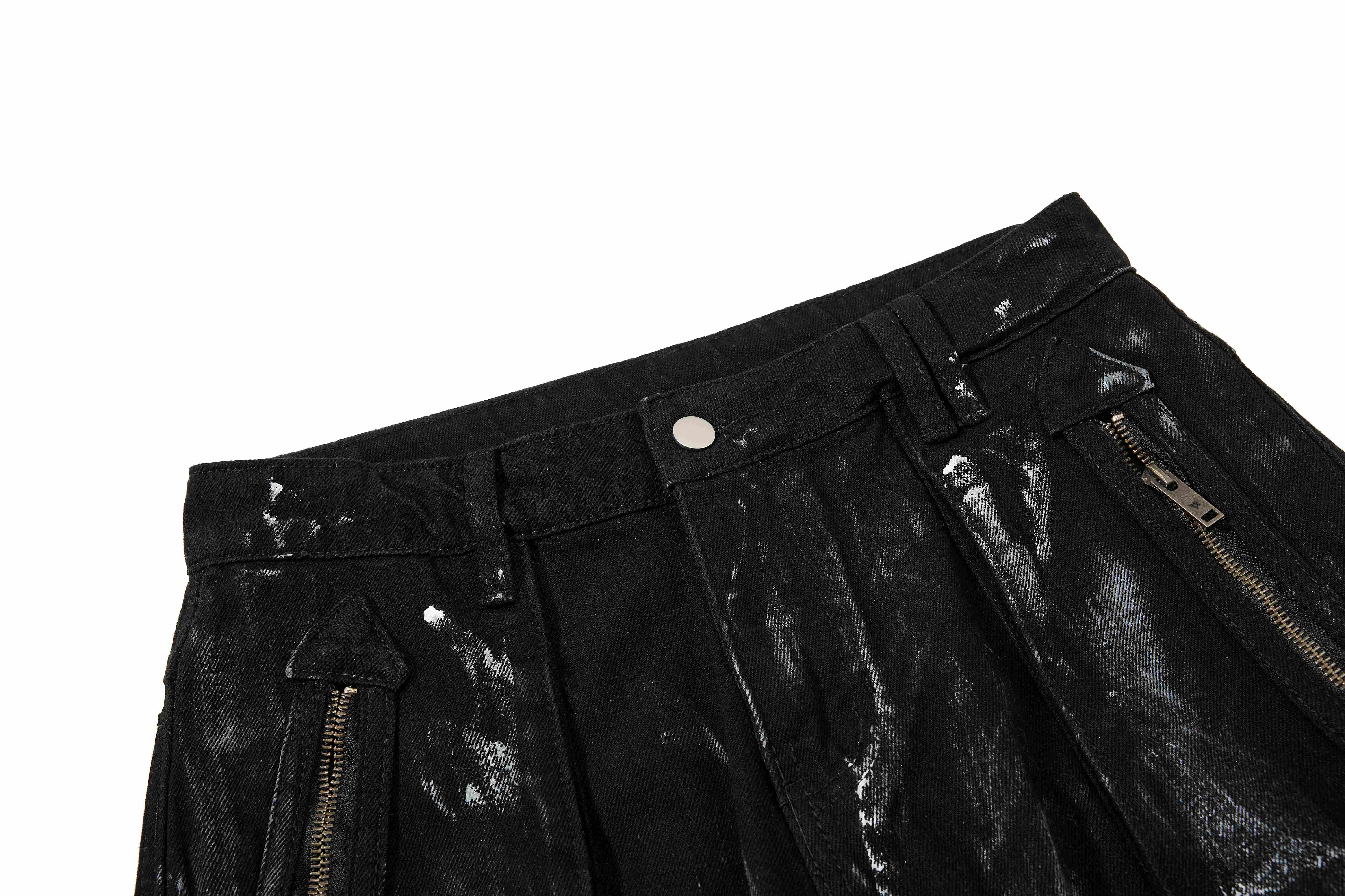 CapCabin Washed Utility Cargo Denim Pants