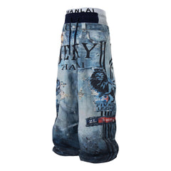 CapCabin Layered Waist Graphic Denim Pants