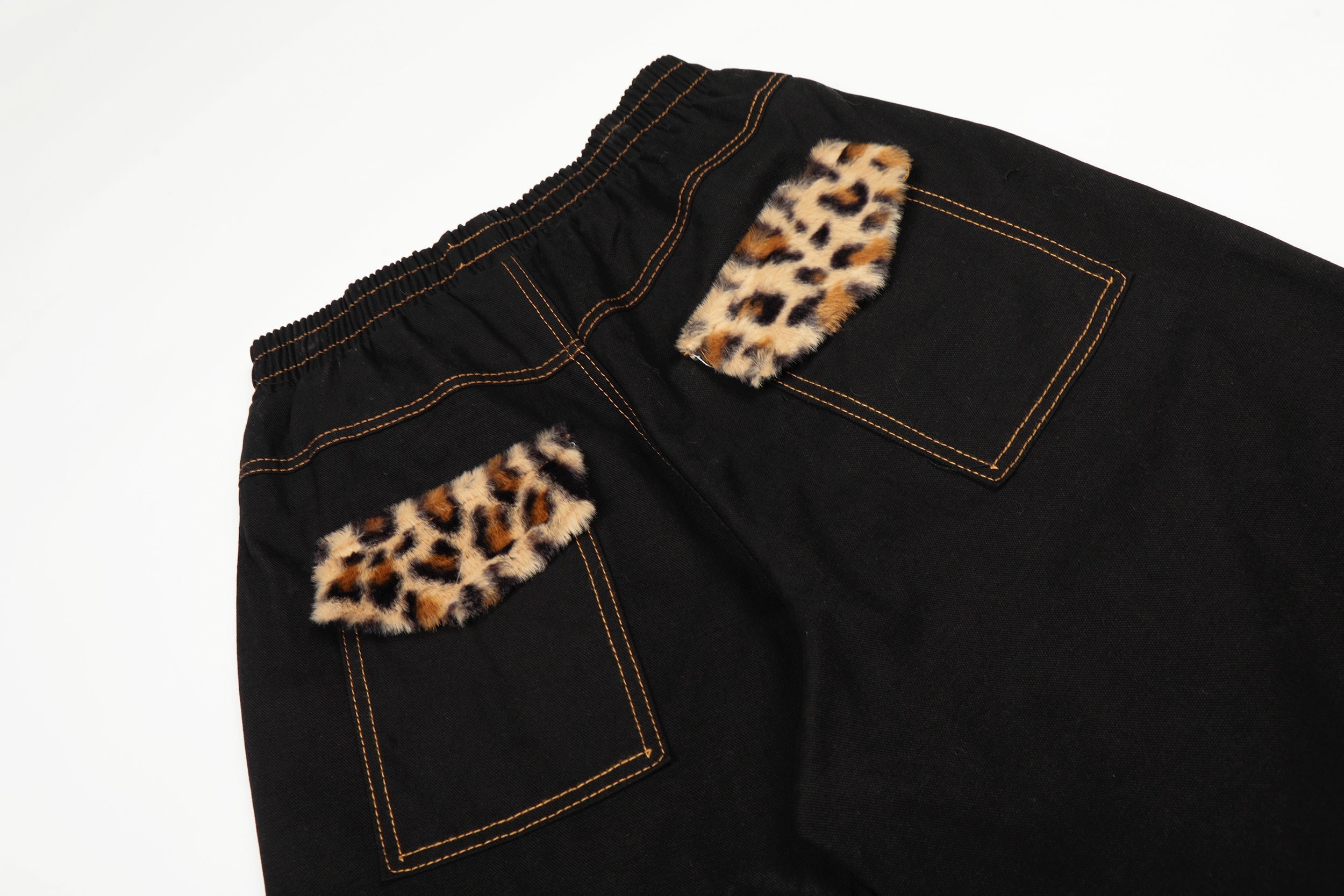 CapCabin Leopard Patch Wide-Leg Pants