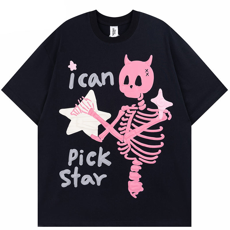 Devil Horn Skull Y2K T Shirt