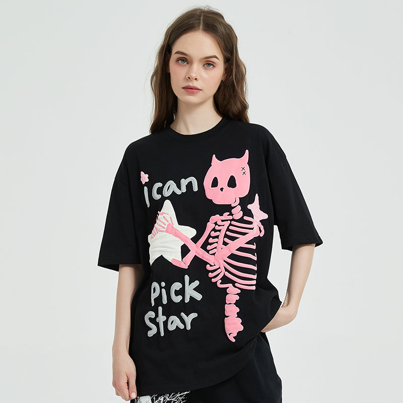 Devil Horn Skull Y2K T Shirt