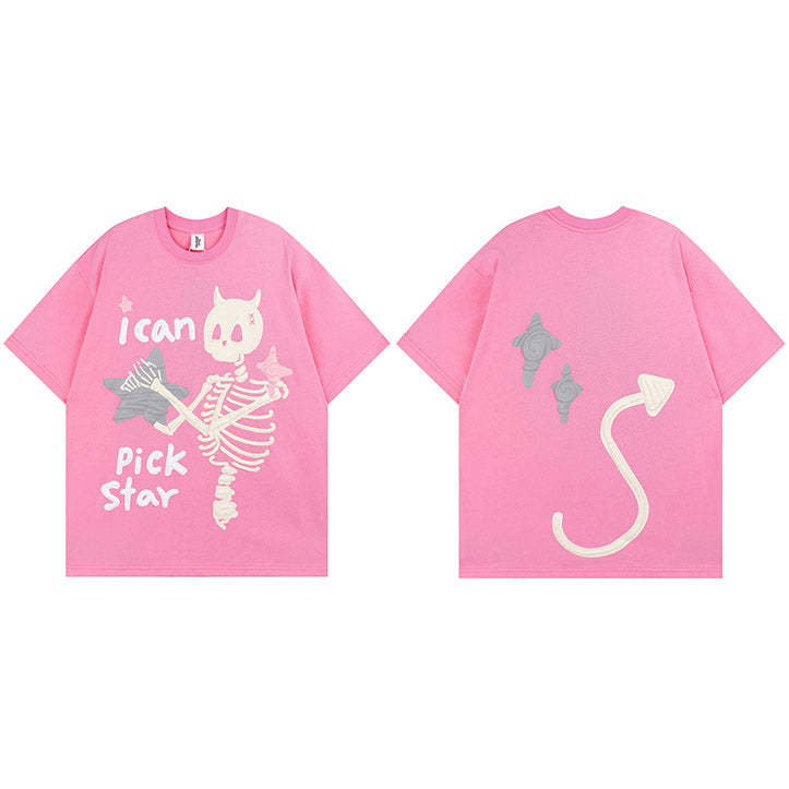 Devil Horn Skull Y2K T Shirt