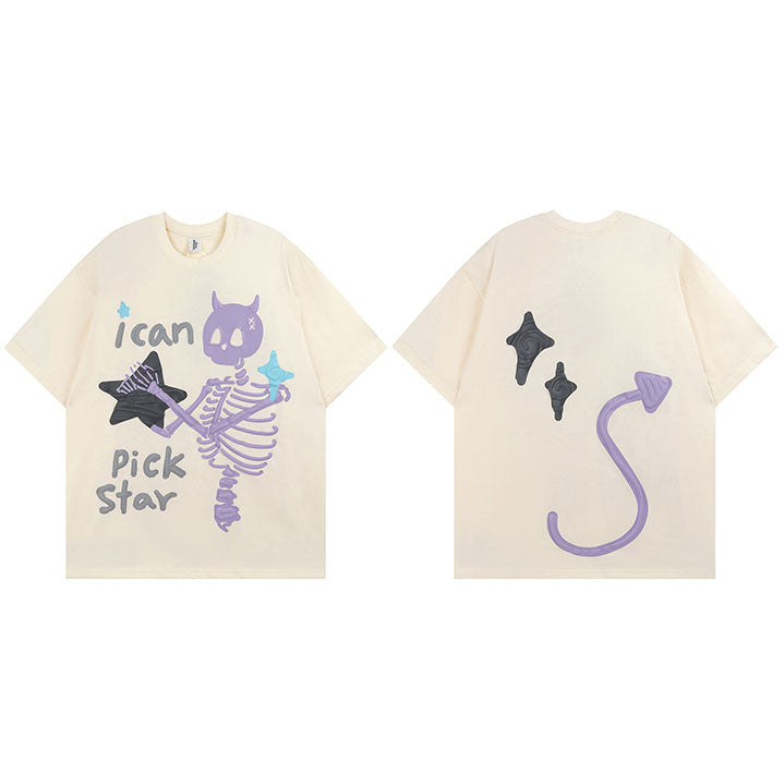 Devil Horn Skull Y2K T Shirt
