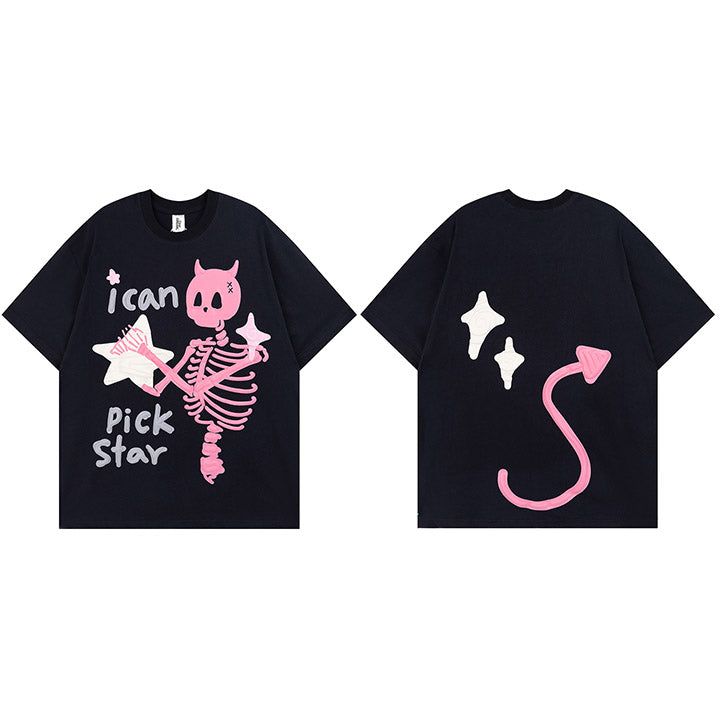 Devil Horn Skull Y2K T Shirt