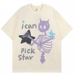 Devil Horn Skull Y2K T Shirt
