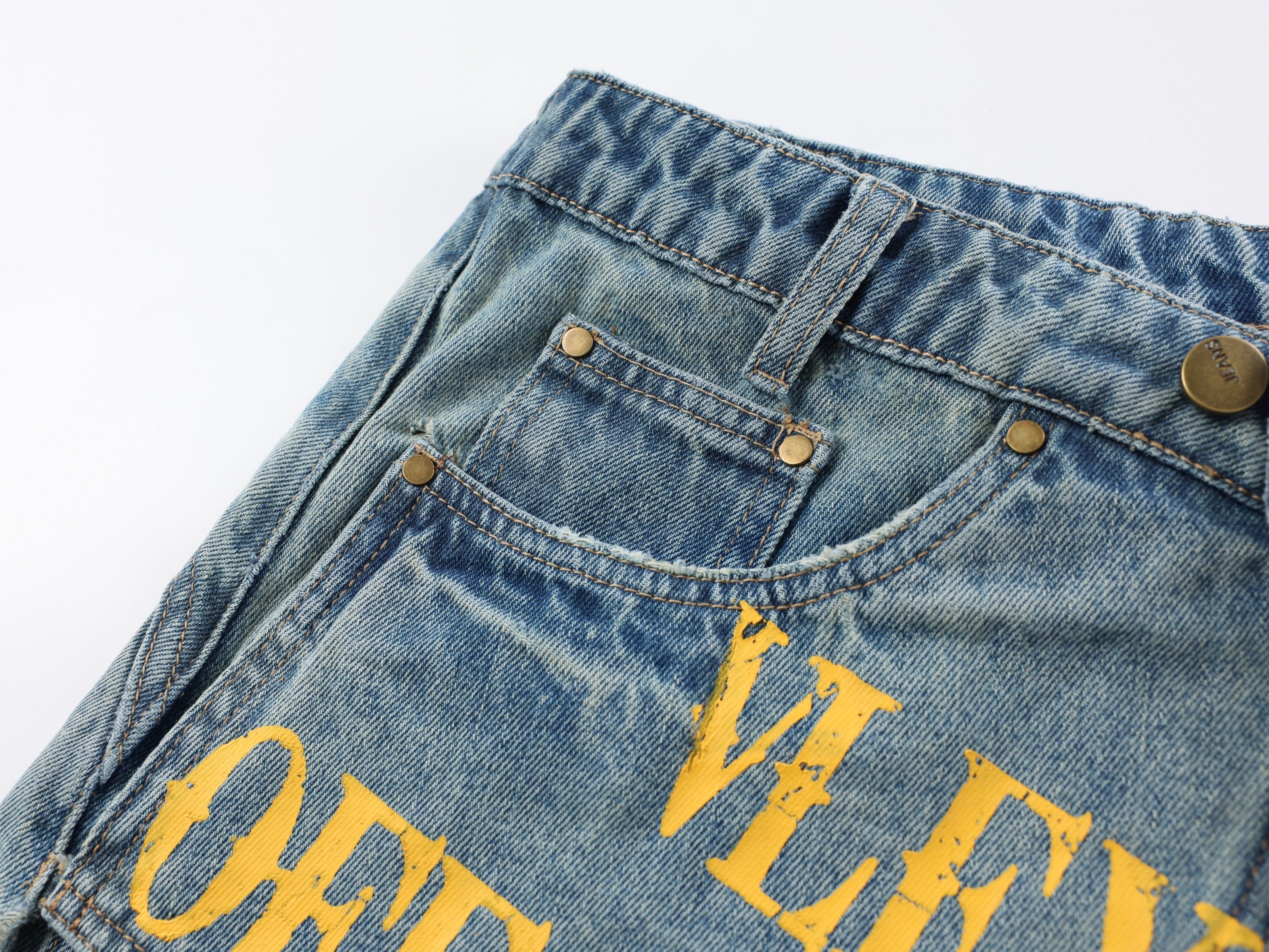 CapCabin Graphic Wide-Leg Denim Pants
