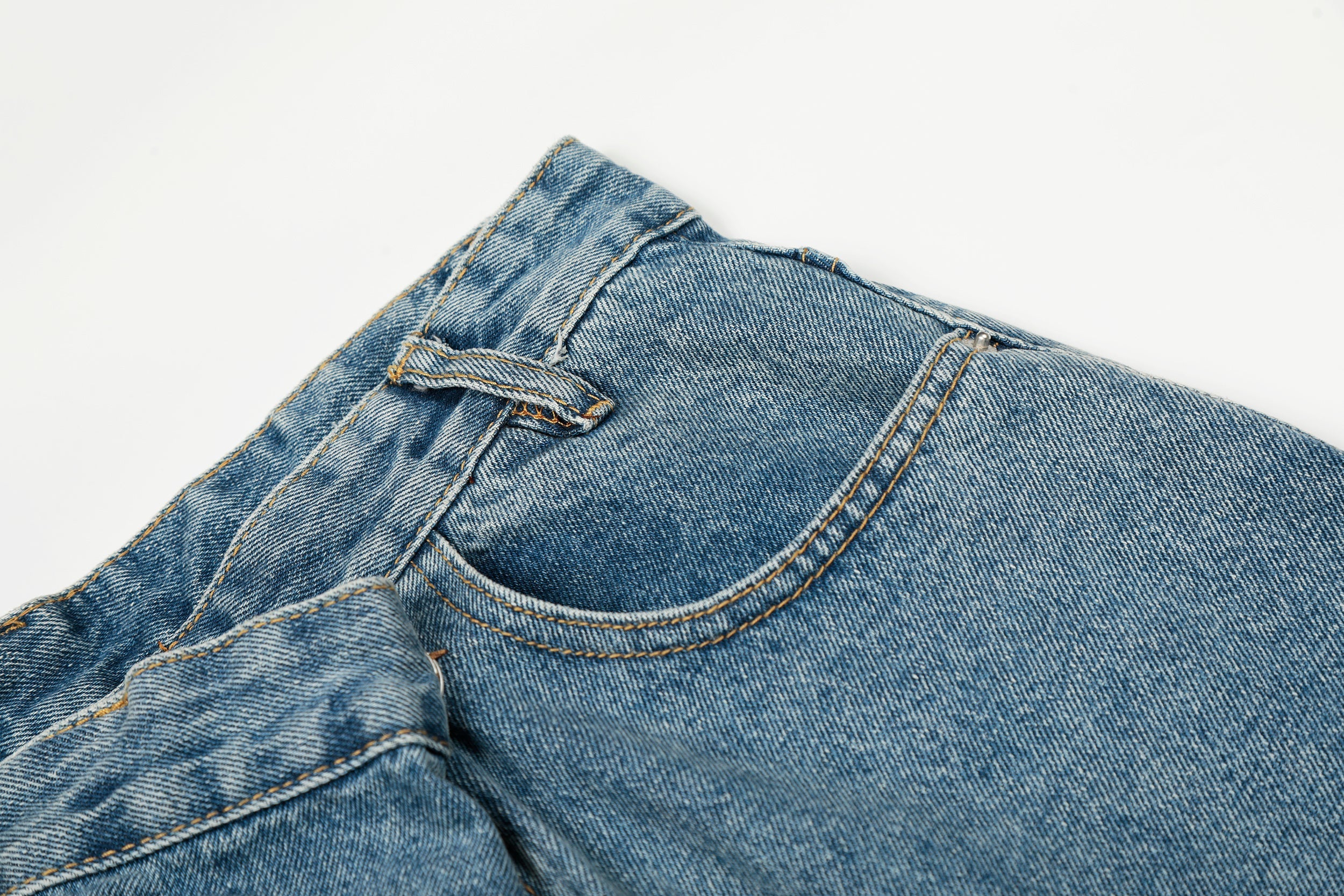 CapCabin Asymmetric Waist Wide-Leg Denim Pants