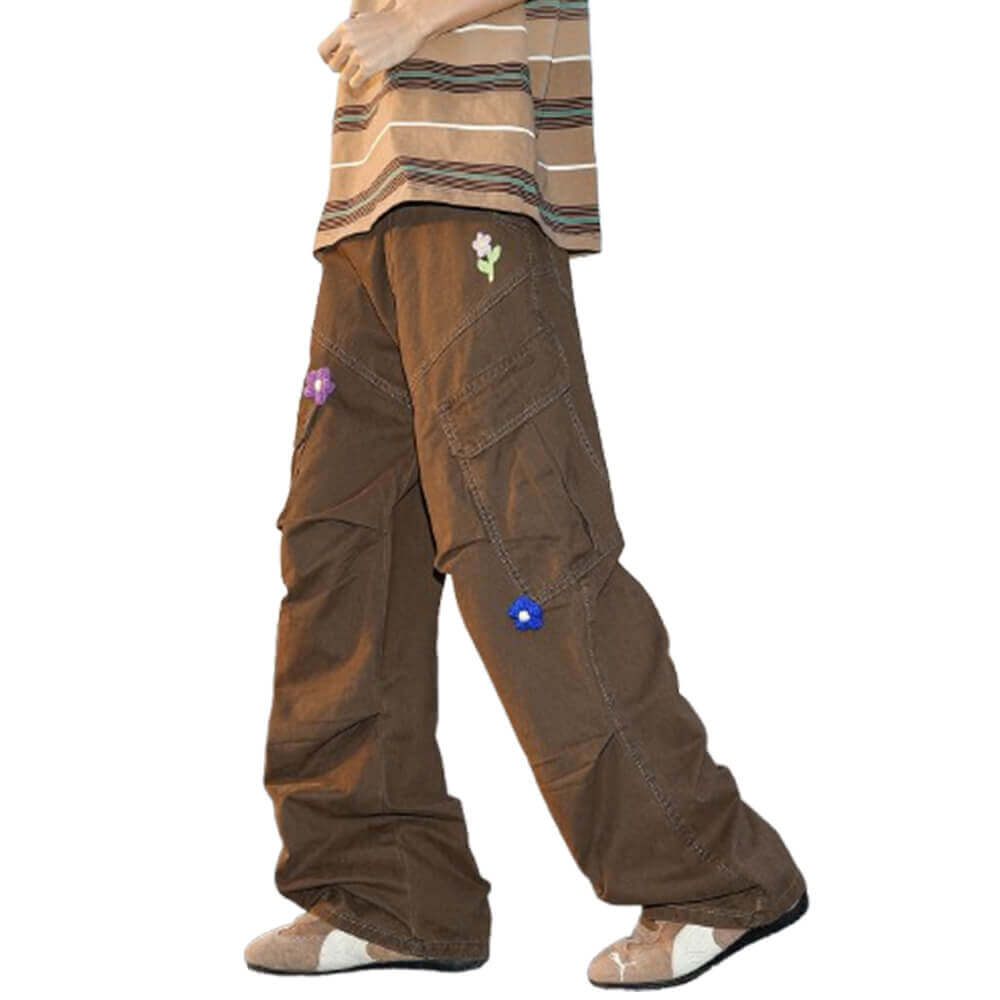 Dopamine Plush Floral Large Pocket Wide Leg Pants