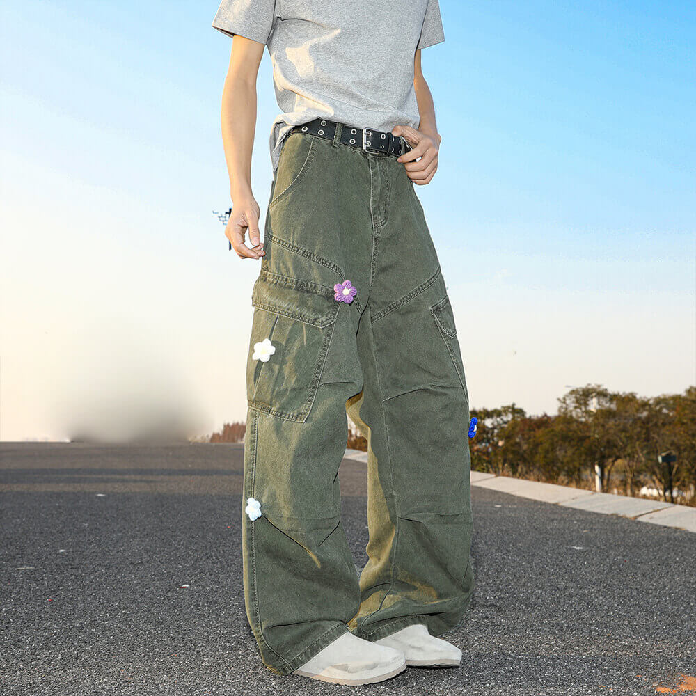 Dopamine Plush Floral Large Pocket Wide Leg Pants