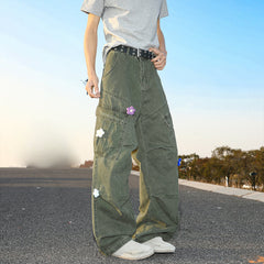 Dopamine Plush Floral Large Pocket Wide Leg Pants