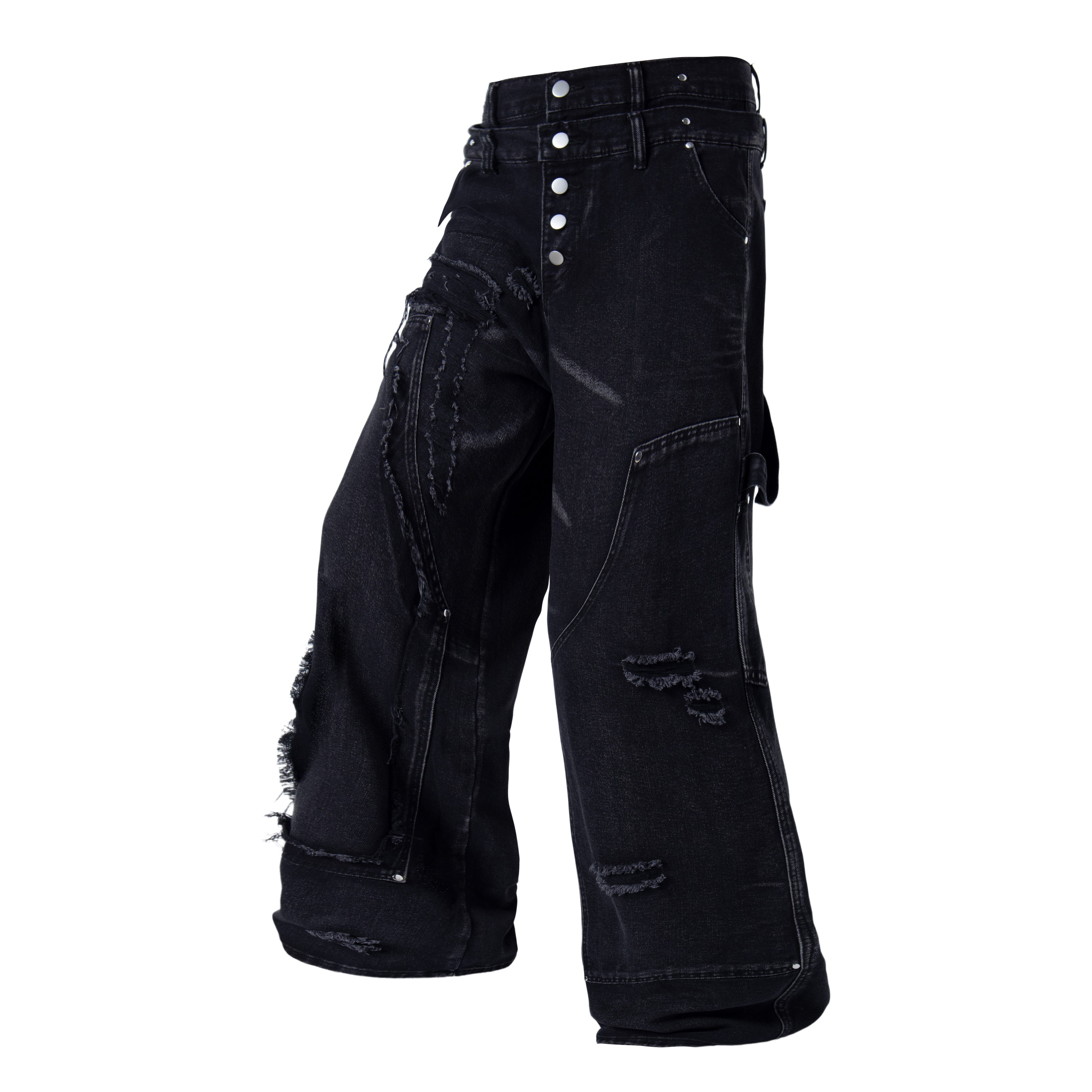 CapCabin Distressed Panel Denim Pants