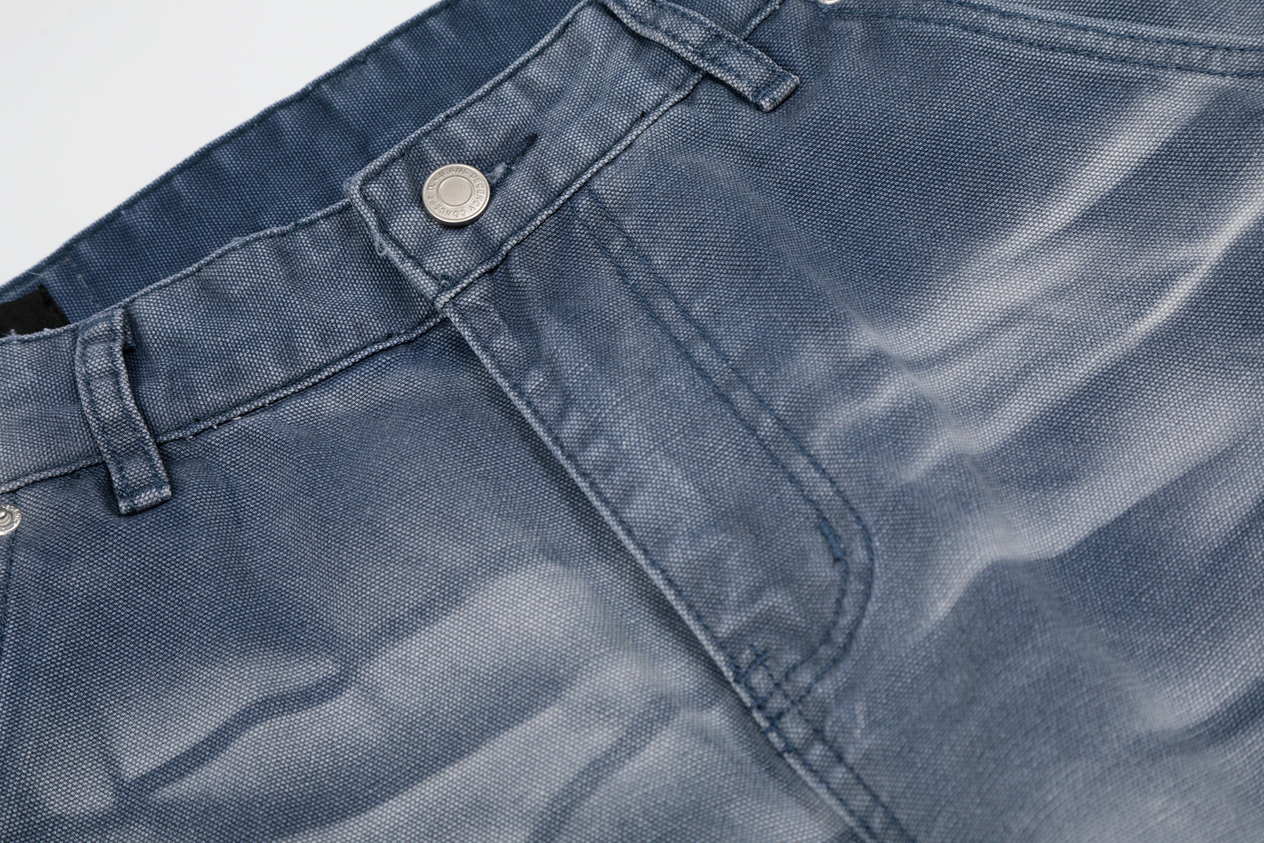 CapCabin Washed Wrinkle Effect Denim Jeans