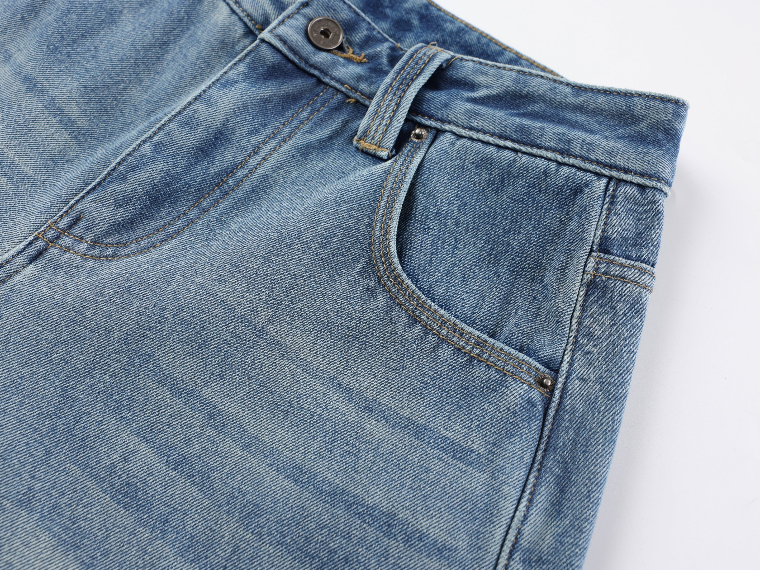 CapCabin Fleece-Lined Stacked Denim Pants