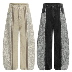 CapCabin Leopard Panel Denim Pants