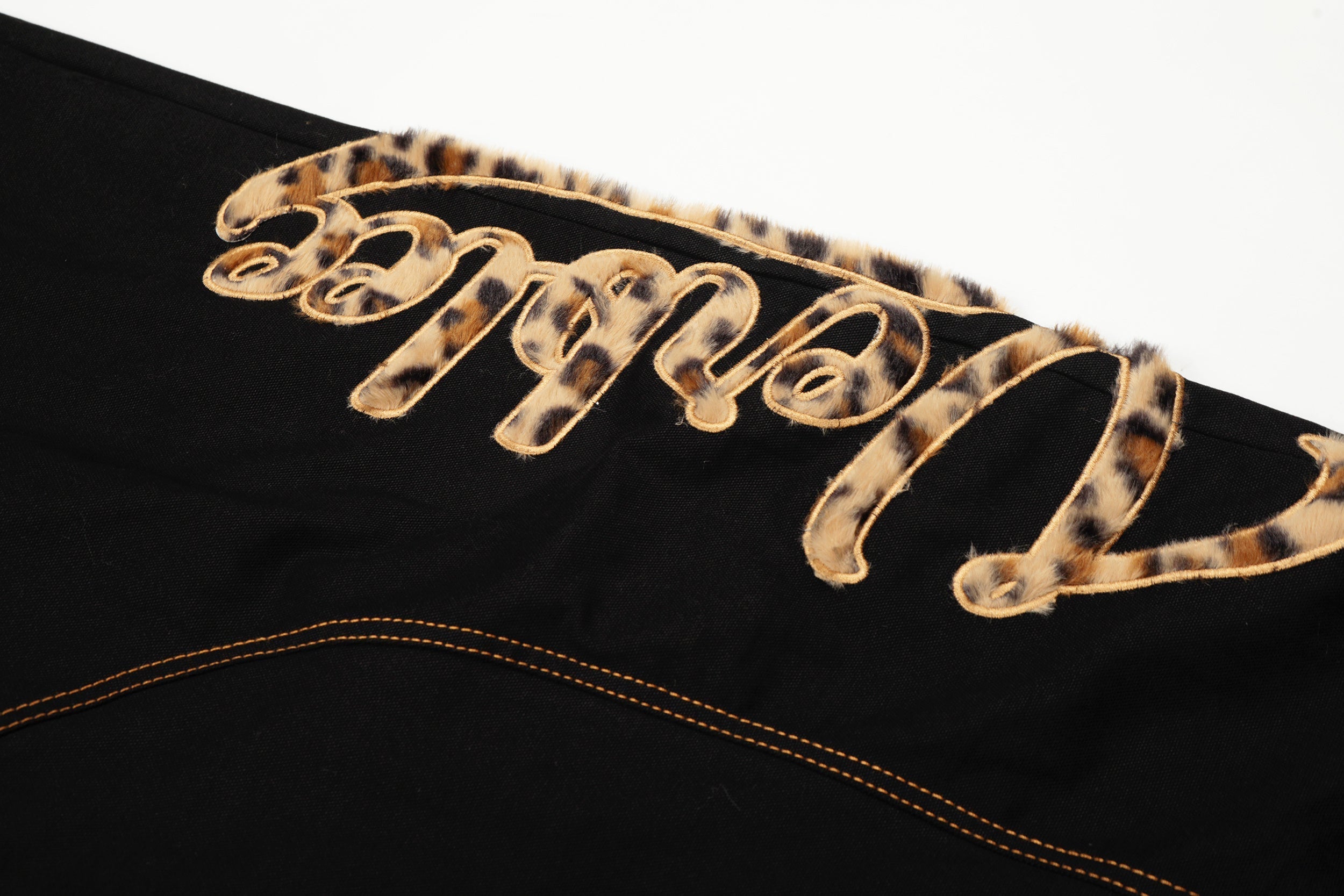 CapCabin Leopard Patch Wide-Leg Pants