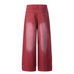 CapCabin “Vintage Red Splatter Wide-Leg Pants”