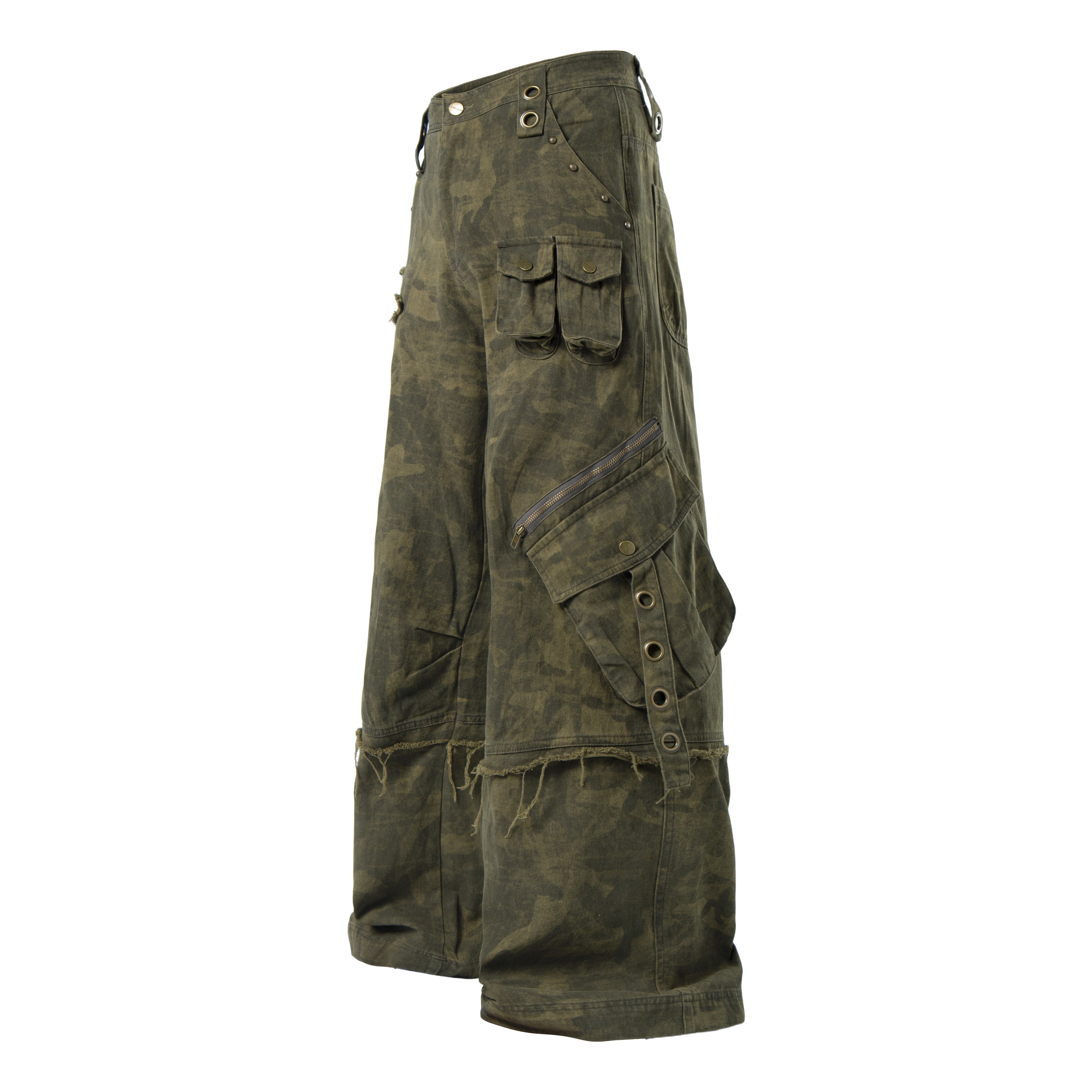 CapCabin Distressed Multi-Pocket Cargo Pants