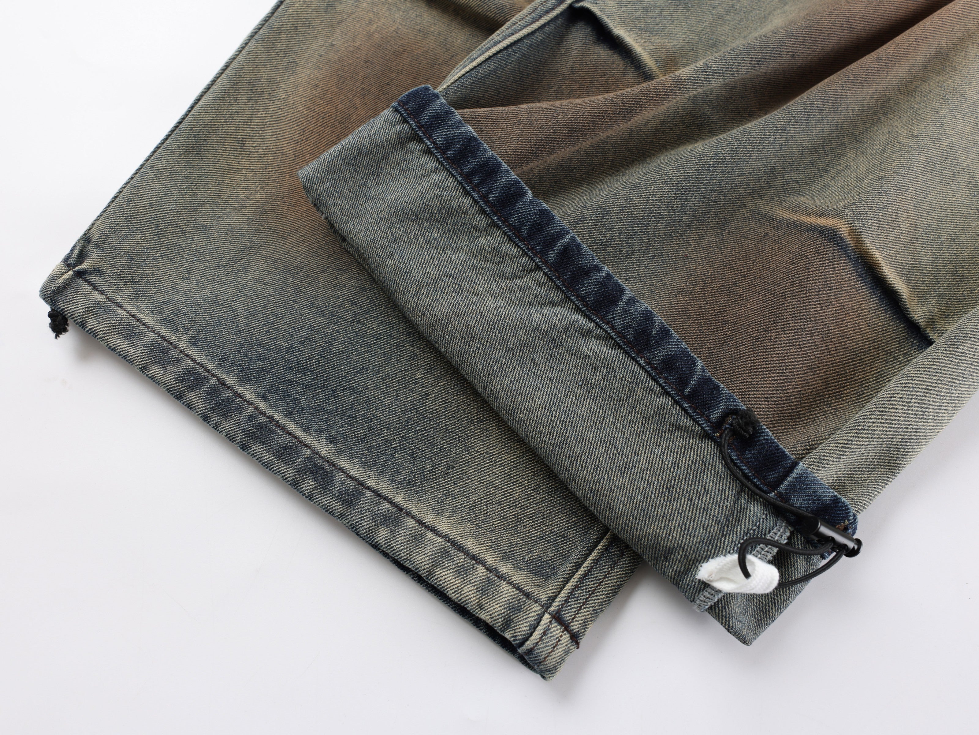 CapCabin Tie-Waist Wide-Leg Denim Pants