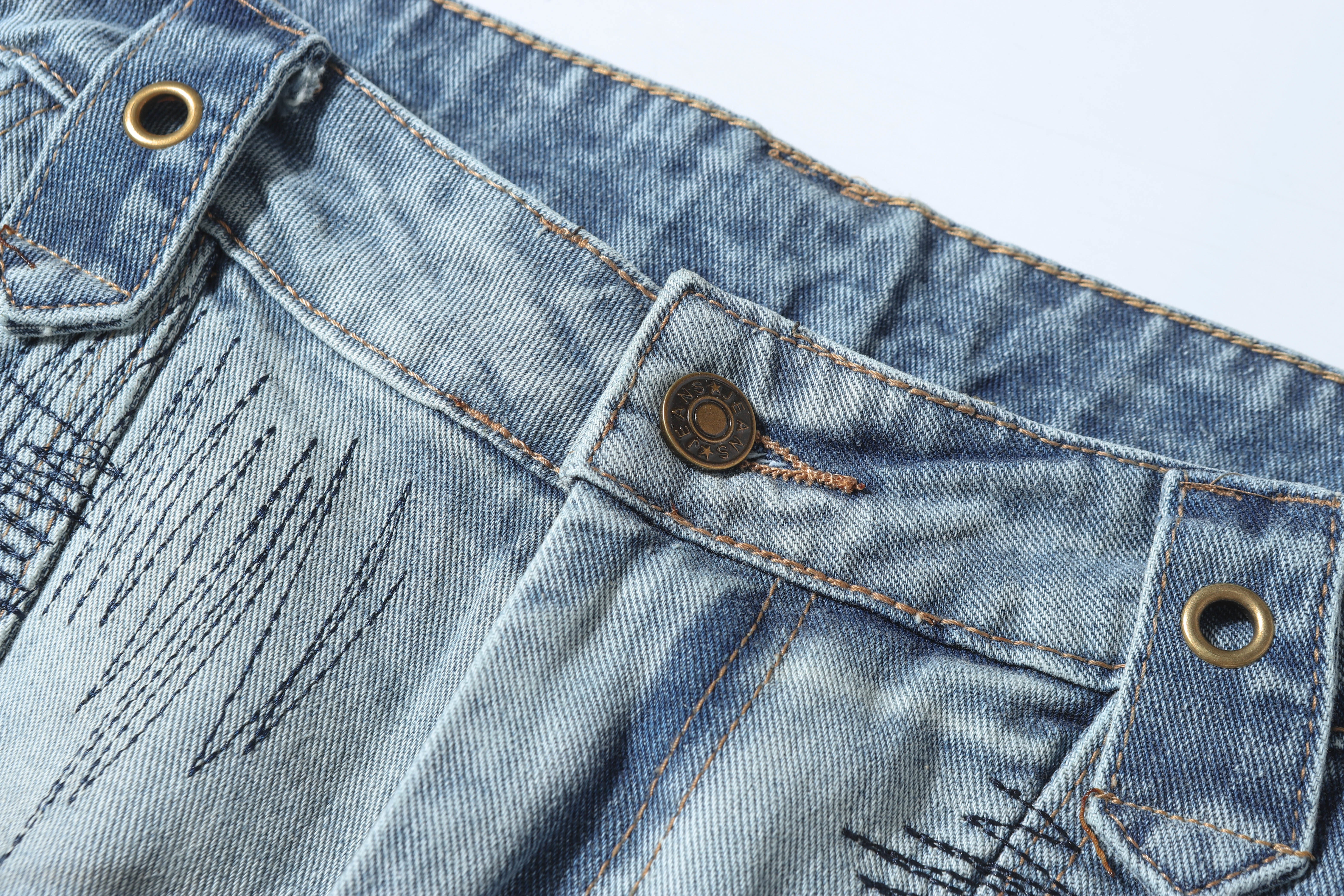 CapCabin Distressed Patchwork Denim Pants